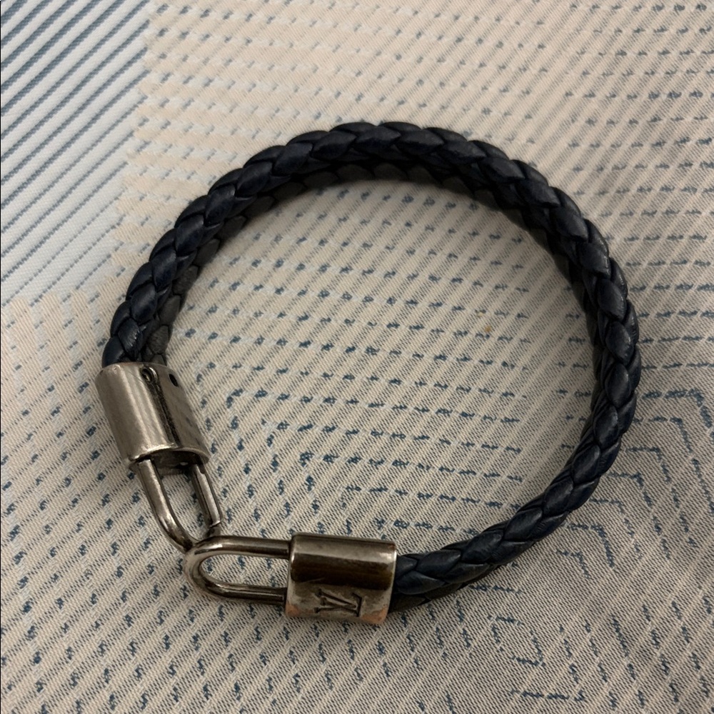 Louis Vuitton Navy Braided Bracelet with Silver Accents